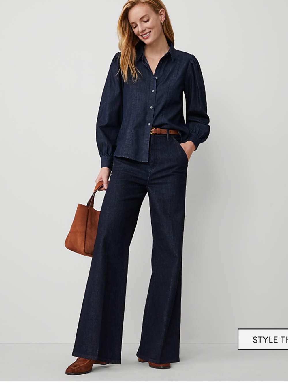 Ann Taylor - Dark Indigo Wide-Leg Jean Trouser